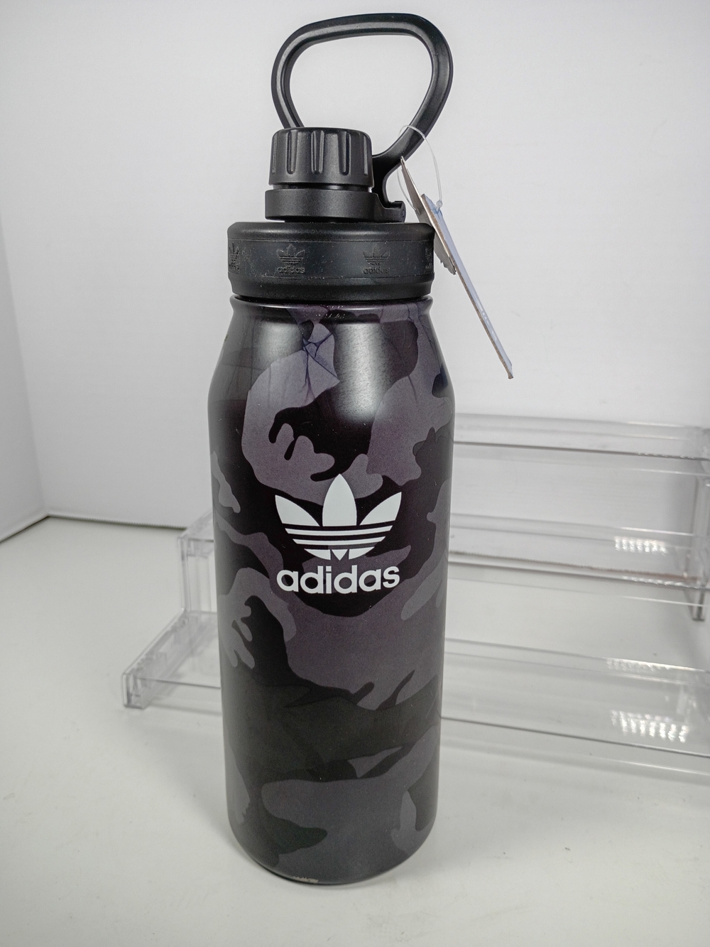 Adidas Trefoil Camo Water Bottle - Black & Gray